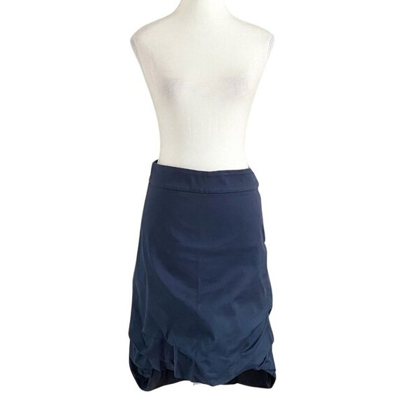 MELOW BY MELISSA BOLDUC NAVY HIGH RISE BUBBLE HIGH LOW MIDI SKIRT - 6 - Picture 1 of 9